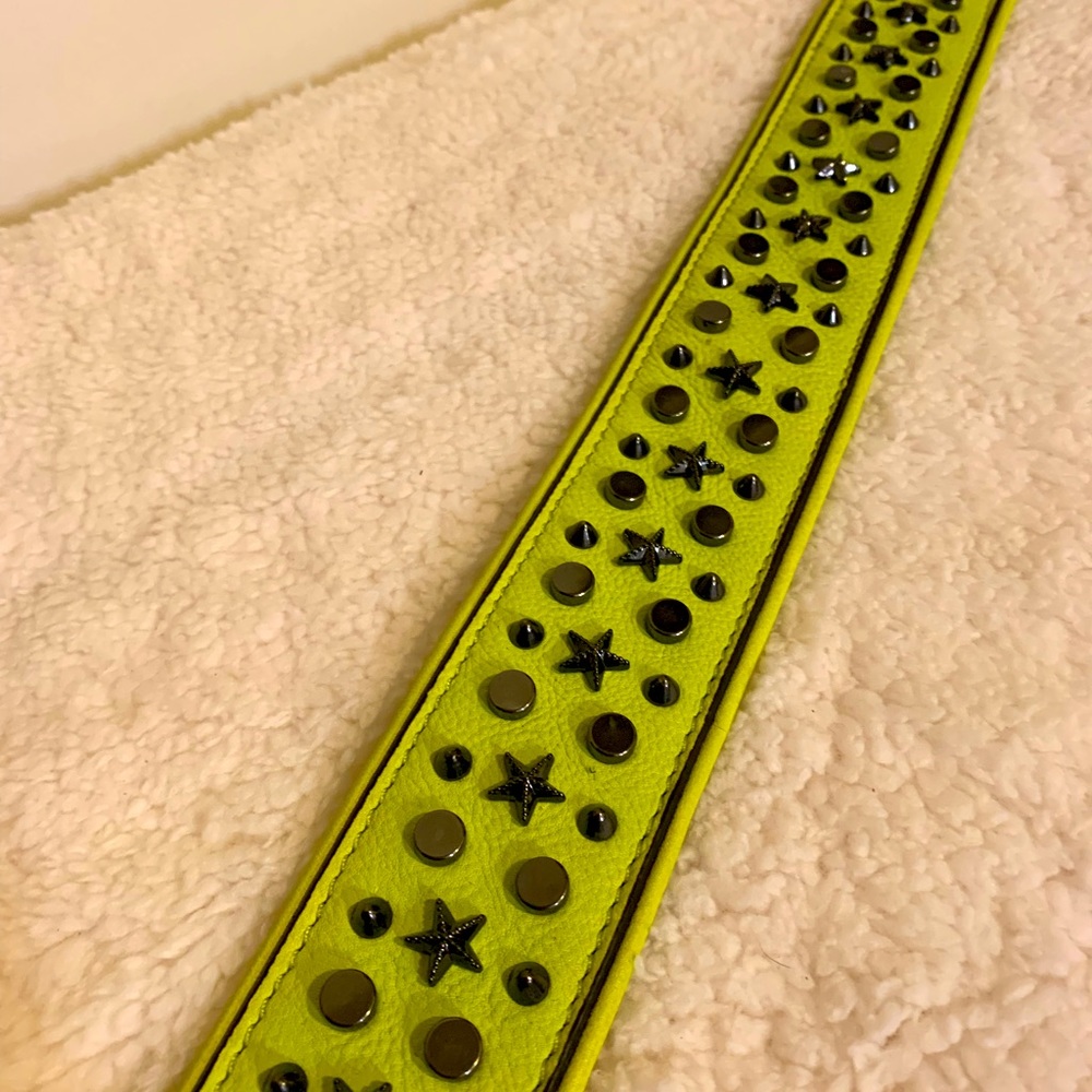 Aimee Kestenberg Starfish Studs bag strap Neon Green with chrome hardware